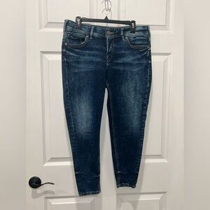 Silver Jeans Co. Suki Skinny Crop Jeans Womens 14/25 Blue Denim Cotton Blend Zip